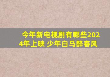 今年新电视剧有哪些2024年上映 少年白马醉春风